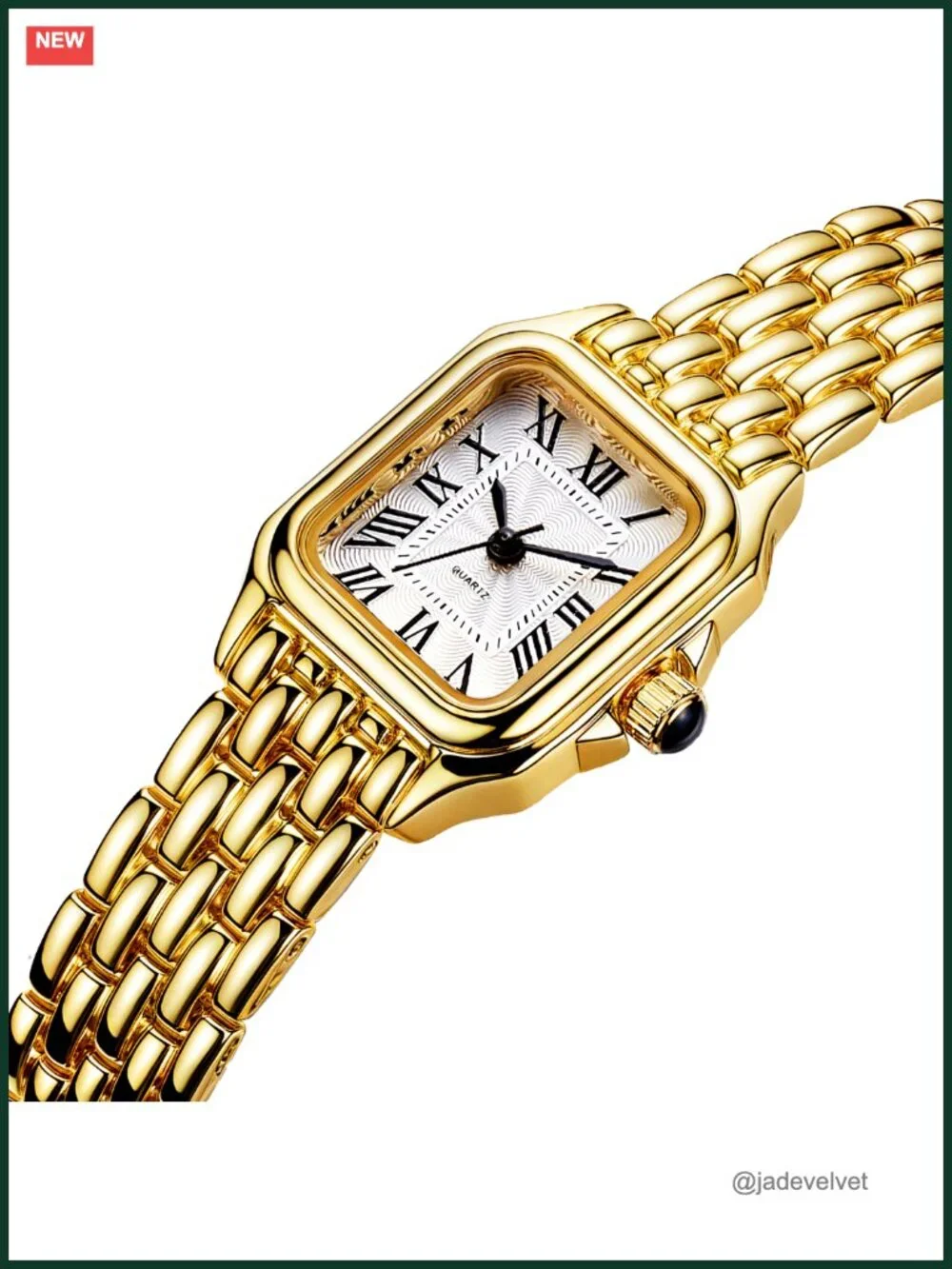 Vintage Square Gold Watch for Women Roman Dial Quartz Bracelet Water Resistant